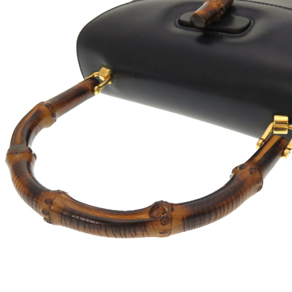 GUCCI Handbag 000 46 0188 Bamboo Navy Women Used Authentic