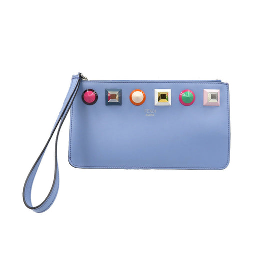 FENDI Pouch 8M0341 leather blue Multi studs