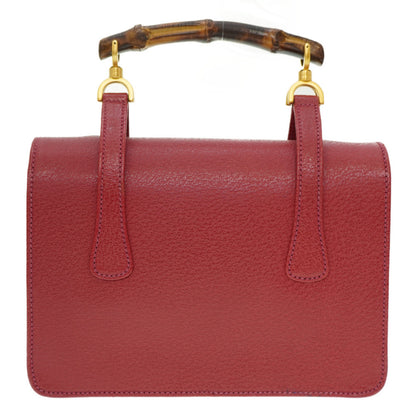 GUCCI Handbag 000.113.0231 leather Red Bamboo Women Used Authentic