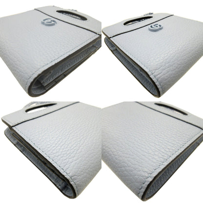 GUCCI Bifold Wallet 701074 leather light blue Compact wallet Double G Women Used Authentic