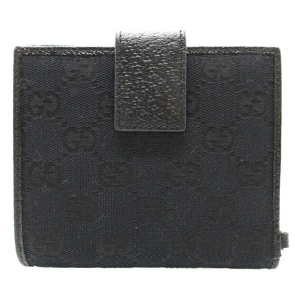 GUCCI Bifold Wallet 154182 GG canvas, leather black W Hook Wallet  Women Used Authentic