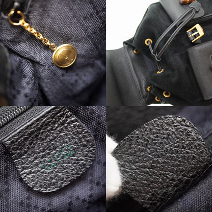 GUCCI Backpack Suede black Bamboo