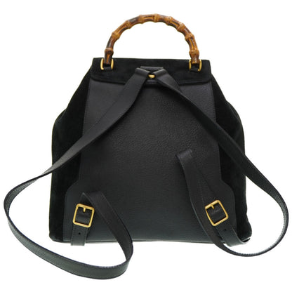 GUCCI Backpack Suede black Bamboo