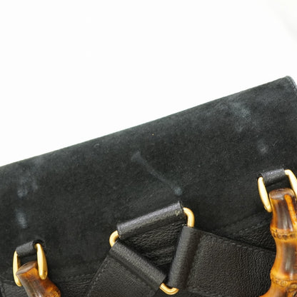 GUCCI Backpack Suede black Bamboo
