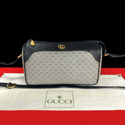 GUCCI Shoulder Bag leather Navy