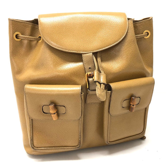GUCCI Backpack leather Beige type backpack bag Bamboo