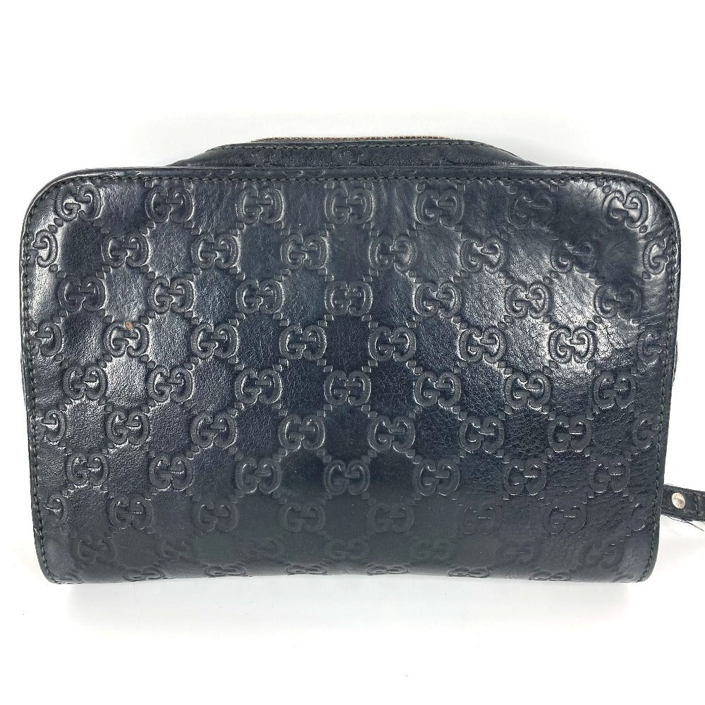 GUCCI business bag 201755 leather black With strap GG Guccisima