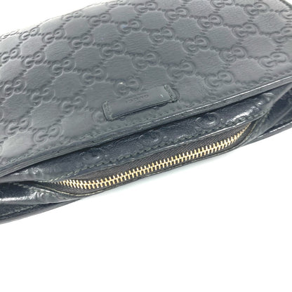 GUCCI business bag 201755 leather black With strap GG Guccisima