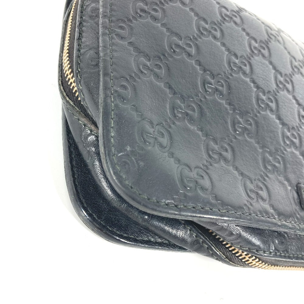 GUCCI business bag 201755 leather black With strap GG Guccisima