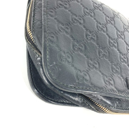 GUCCI business bag 201755 leather black With strap GG Guccisima