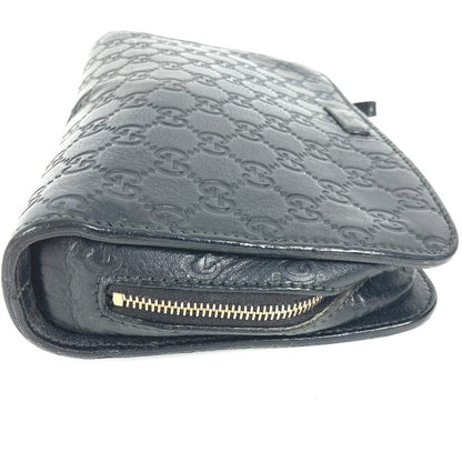 GUCCI business bag 201755 leather black With strap GG Guccisima