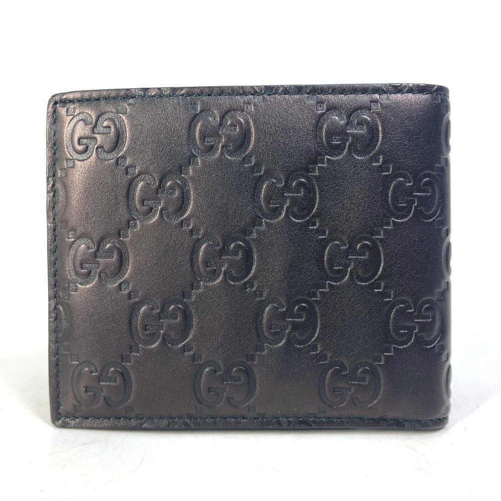 GUCCI Folded wallet 145754 Sima leather Black type Compact wallet GG Guccisima