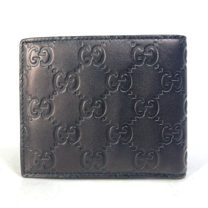 GUCCI Folded wallet 145754 Sima leather Black type Compact wallet GG Guccisima