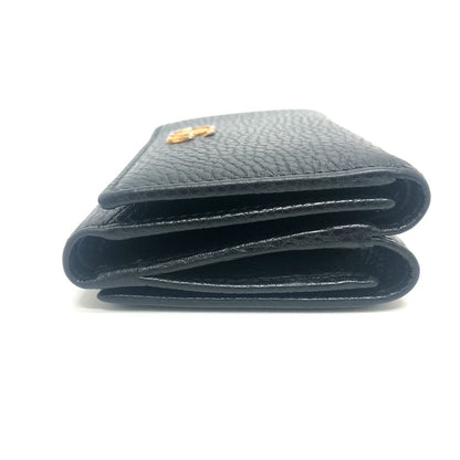 GUCCI Trifold wallet 474746 leather black GG Marmont Compact Wallet