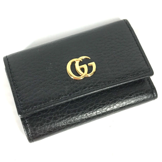 GUCCI Key case Key holder  456118 leather black key GG Marmont
