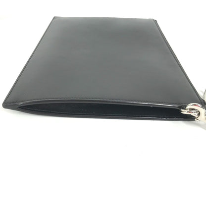 GUCCI Clutch bag 597678 leather black bag pouch Braid embroidery logo