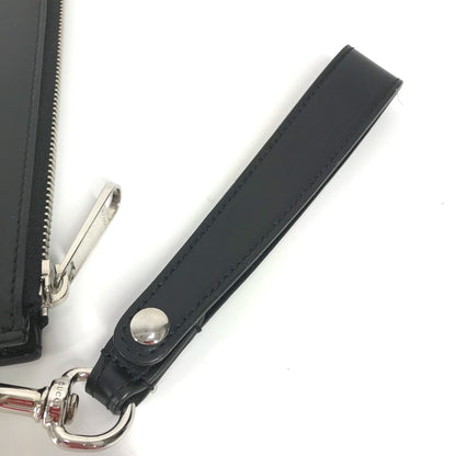 GUCCI Clutch bag 597678 leather black bag pouch Braid embroidery logo