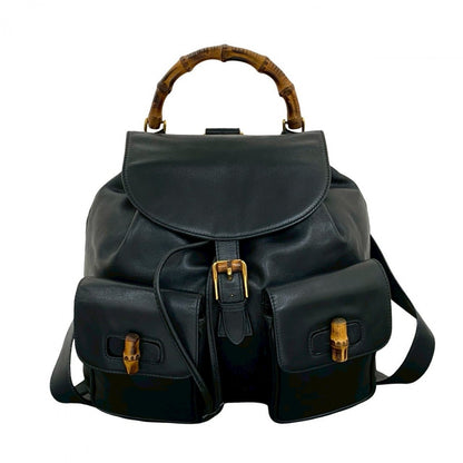 GUCCI Backpack leather black Bamboo