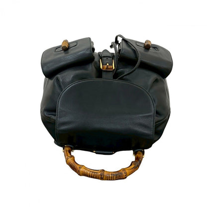 GUCCI Backpack leather black Bamboo