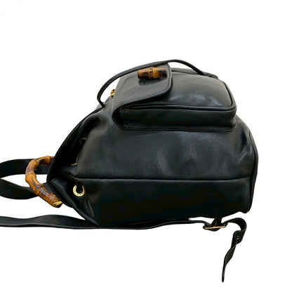 GUCCI Backpack leather black Bamboo