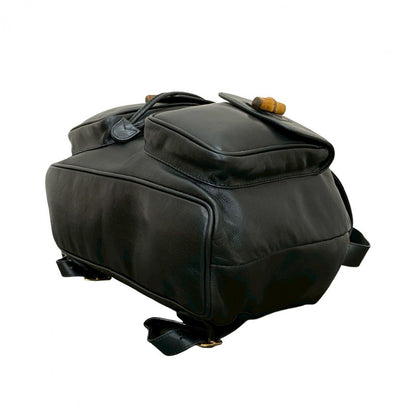 GUCCI Backpack leather black Bamboo