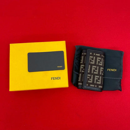 FENDI Key case Key holder  leather Brown