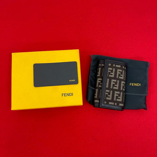 FENDI Key case Key holder  leather Brown