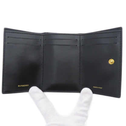 BURBERRY Bifold Wallet Calfskin black logoMetal tri-fold