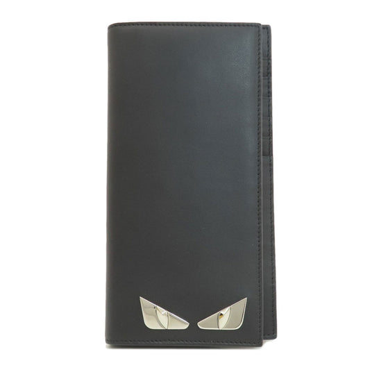 FENDI Long Wallet Purse leather black monster
