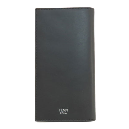 FENDI Long Wallet Purse leather black monster