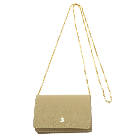 BURBERRY Coin case Calfskin beige Coin Chain Wallet
