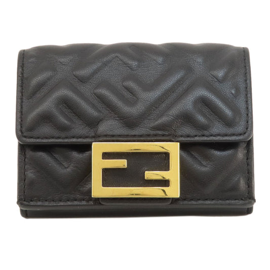 FENDI Bifold Wallet leather black Embossed logo