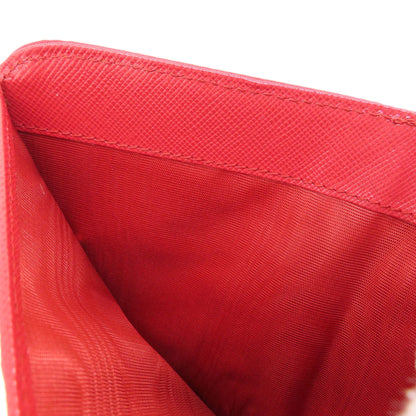 PRADA Bifold Wallet 1M0522 silk Red logoMetal