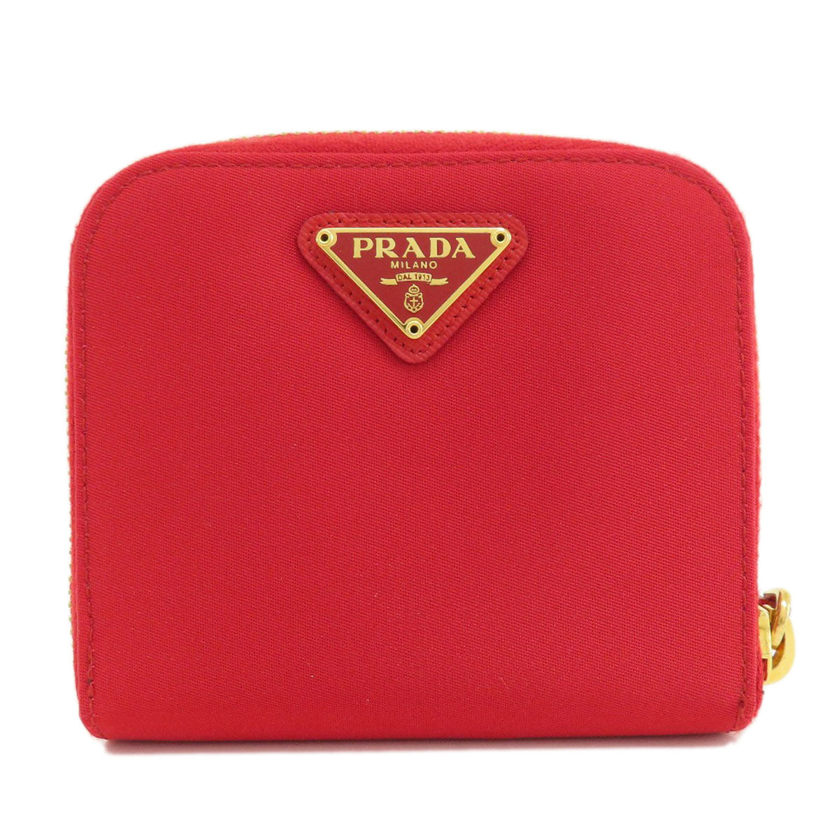 PRADA Bifold Wallet 1M0522 silk Red logoMetal