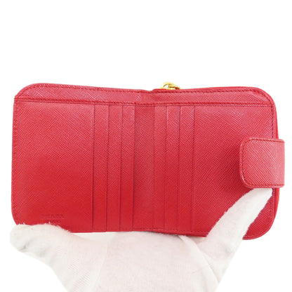PRADA Bifold Wallet 1M0522 silk Red logoMetal