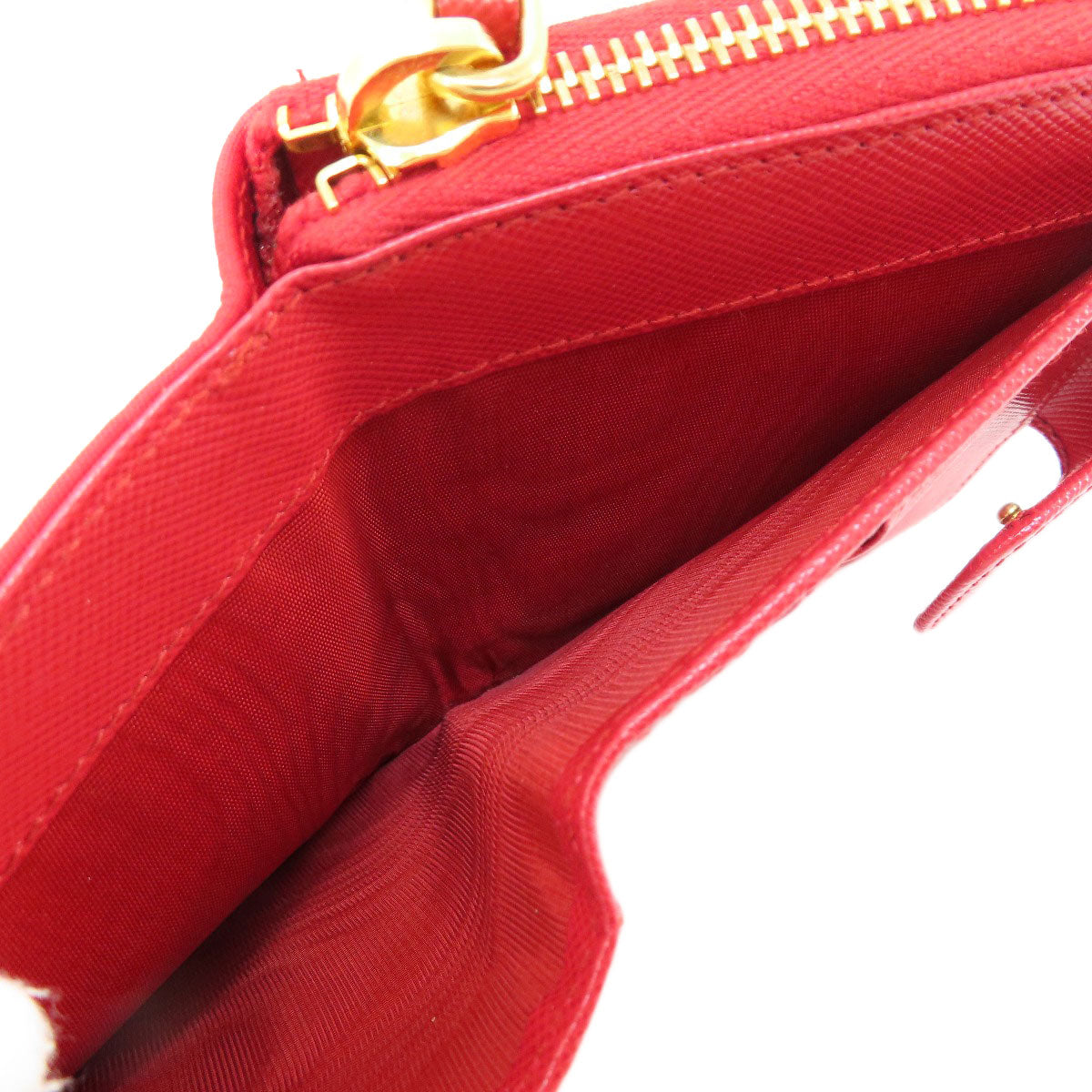 PRADA Bifold Wallet 1M0522 silk Red logoMetal