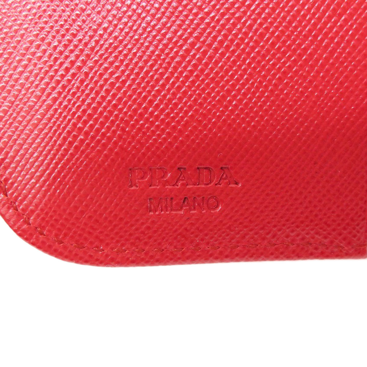 PRADA Bifold Wallet 1M0522 silk Red logoMetal