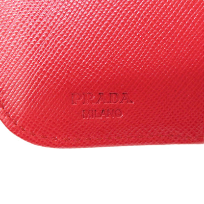 PRADA Bifold Wallet 1M0522 silk Red logoMetal