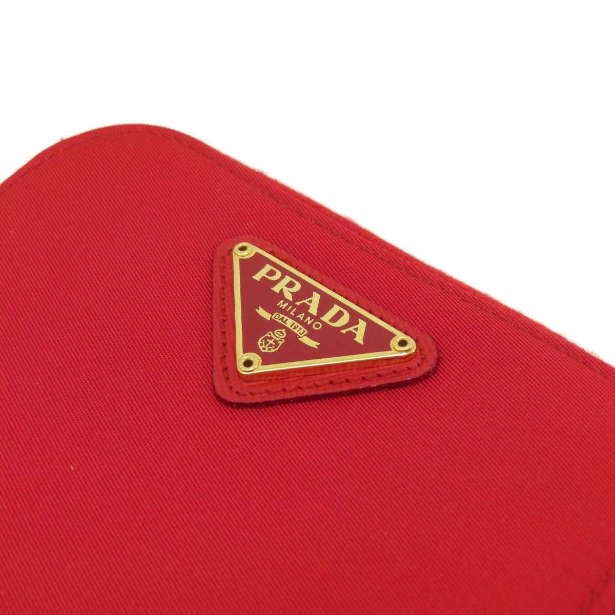 PRADA Bifold Wallet 1M0522 silk Red logoMetal