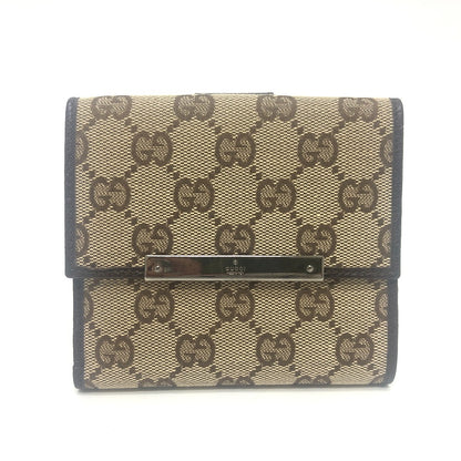 GUCCI Folded wallet 112664 GG canvas / leather beige GG logo