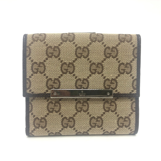 GUCCI Folded wallet 112664 GG canvas / leather beige GG logo