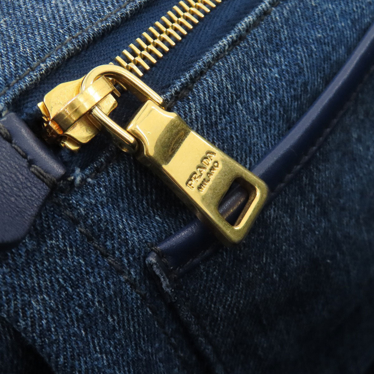 PRADA Tote Bag denim Navy Canapa
