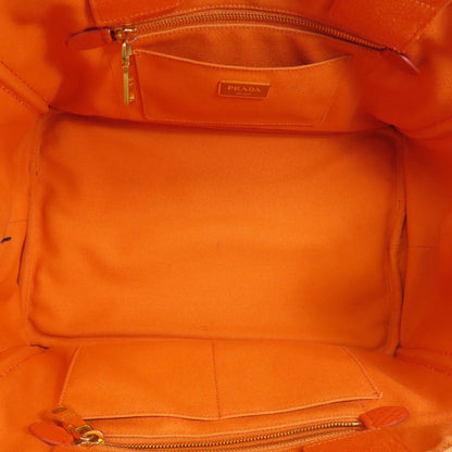 PRADA Handbag canvas Orange Canapa