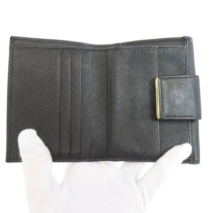 PRADA Bifold Wallet leather black Safiano logo