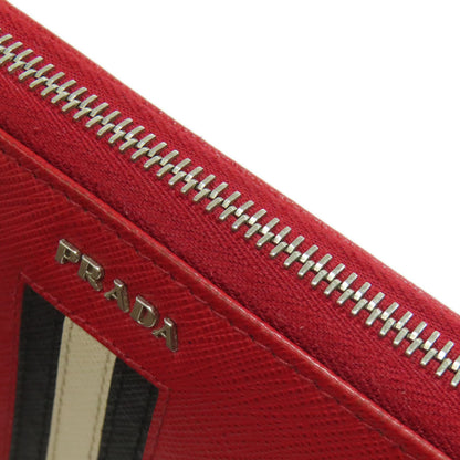 PRADA Long Wallet Purse Safiano Red logo