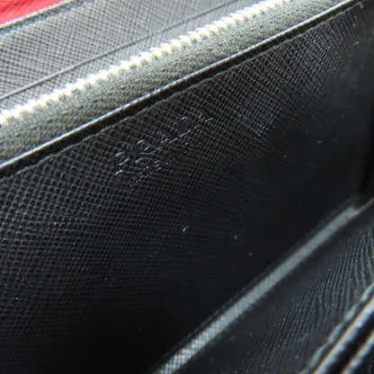 PRADA Long Wallet Purse Safiano Red logo