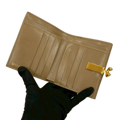 GUCCI Bifold Wallet leather beige