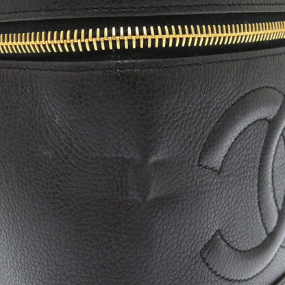 CHANEL Handbag Caviar skin black COCO Mark Vertical vanity bag Women Used Authentic