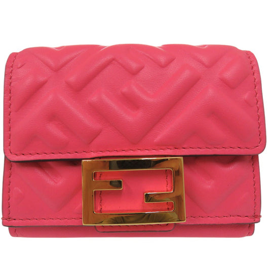 FENDI Tri-fold wallet 8M0395 leather pink Baguette Micro