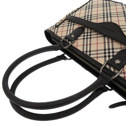 BURBERRY Handbag Canvas, Leather beige Nova Check
